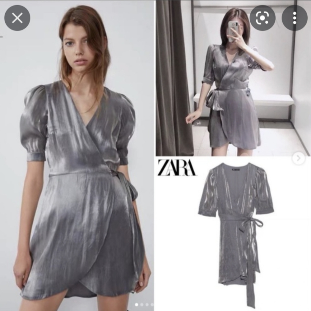 Zara Silver Wrap Dress